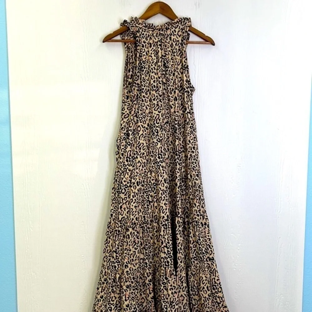 Mudpie - Light Tan And Black Cheetah Sleeveless Maxi Dress Size Small - Picture 11 of 12